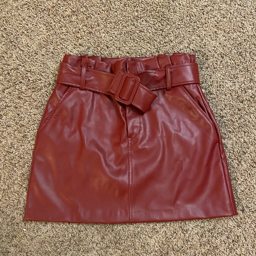 Maroon leather skirt